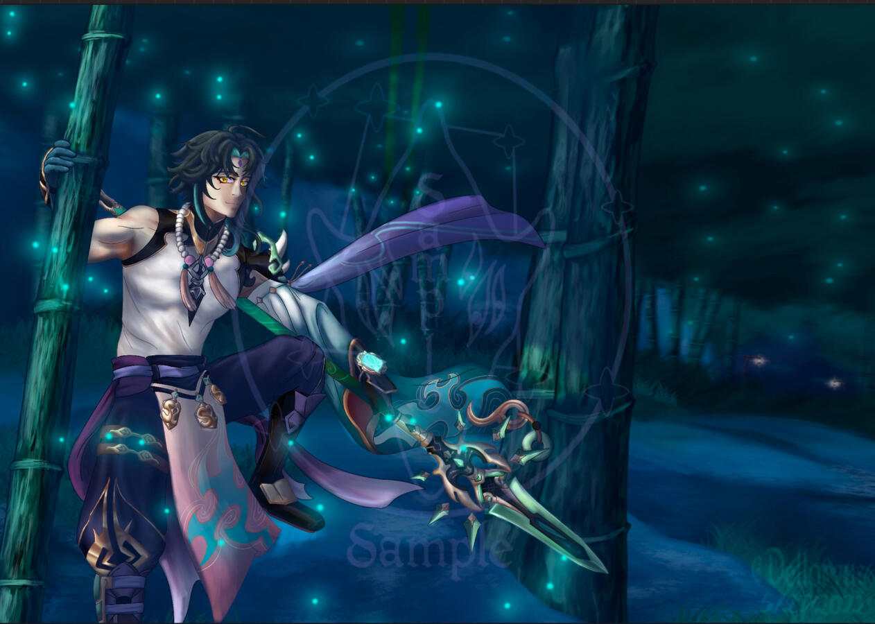 Wandering Adeptus Within a Bamboo Forest
